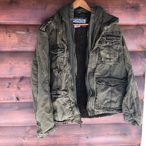 Columbia lined double zipper hooded coat